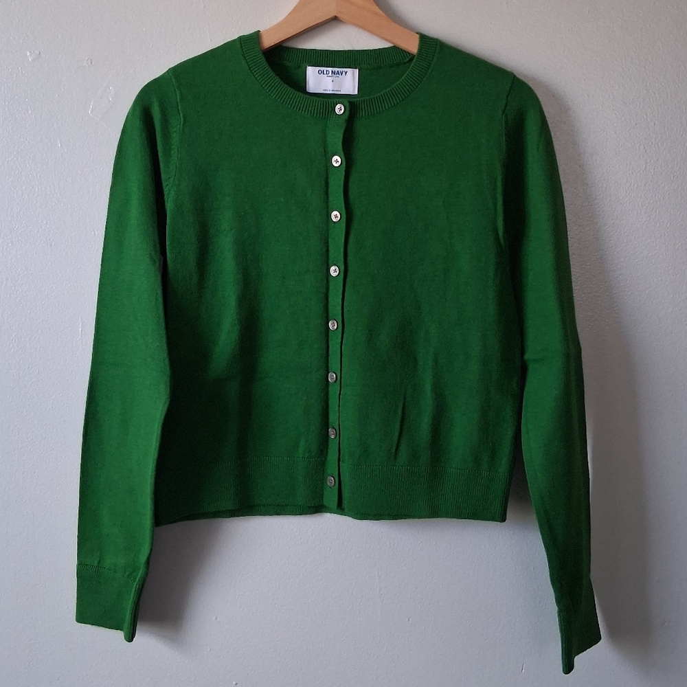 Old Navy Green Cardigan With Buttons Cotton & Poly Mix